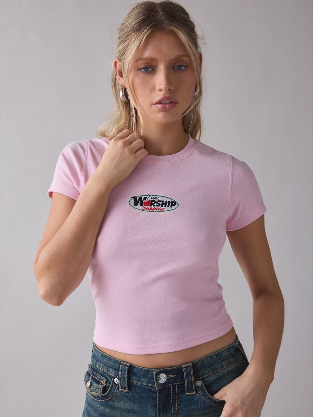 WORSHIP SUPPLIES Cherry Graphic Baby Tee